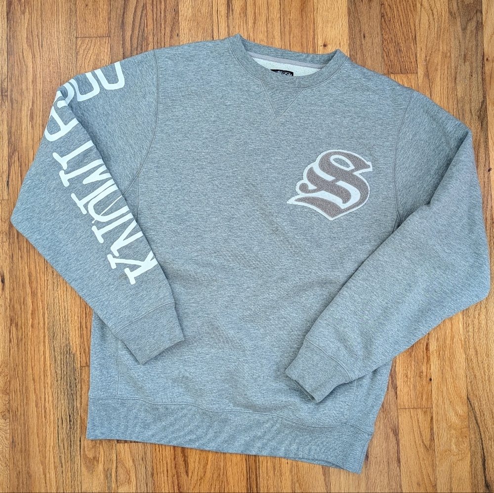 Rare Stussy Crewneck Sweatshirt Chenille Letter Patch Knowledge Sleeve Medium
